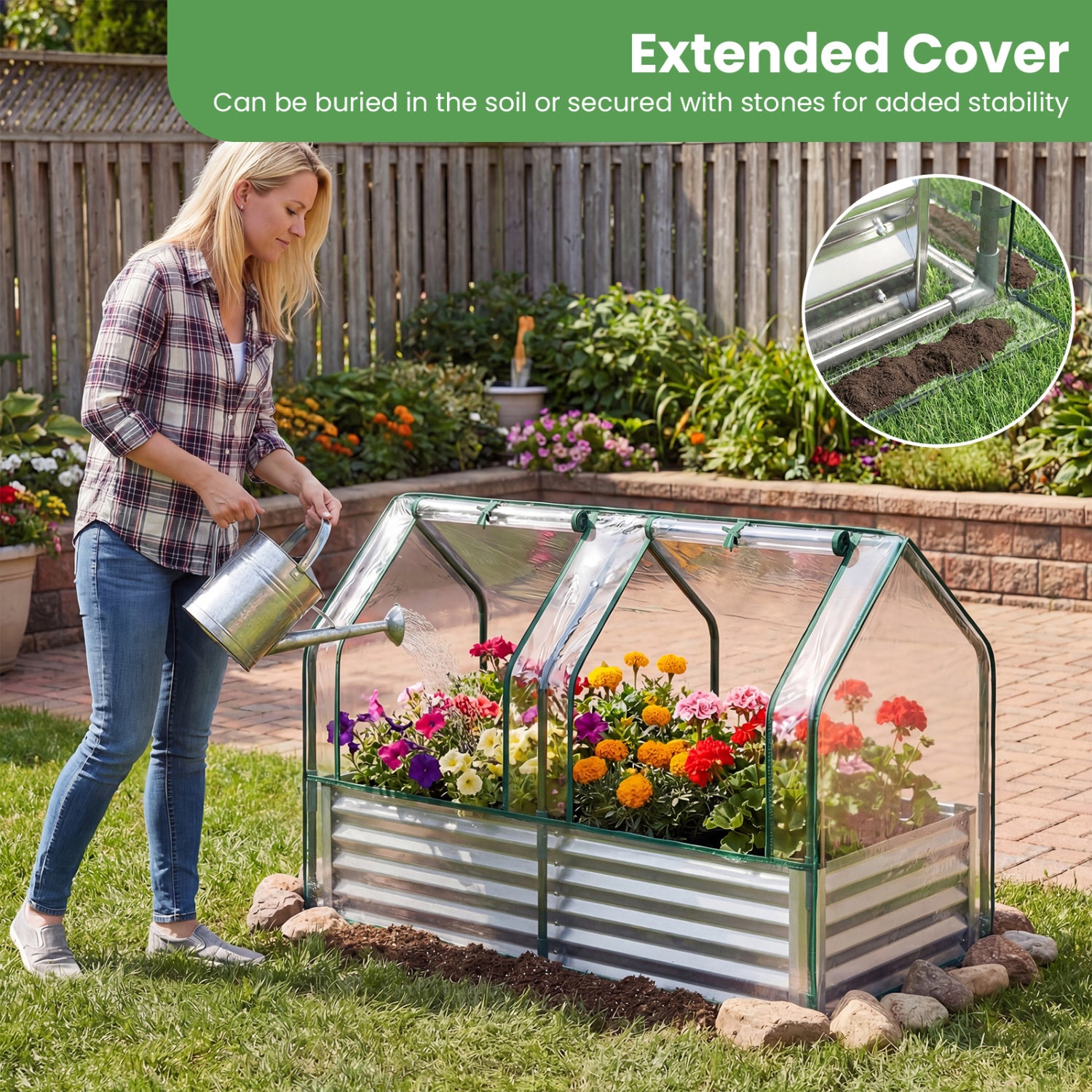 4x2x3 Feet Galvanized Raised Garden Bed, Greenhouse Cover, Silver Raised Garden Beds at Gallery Canada