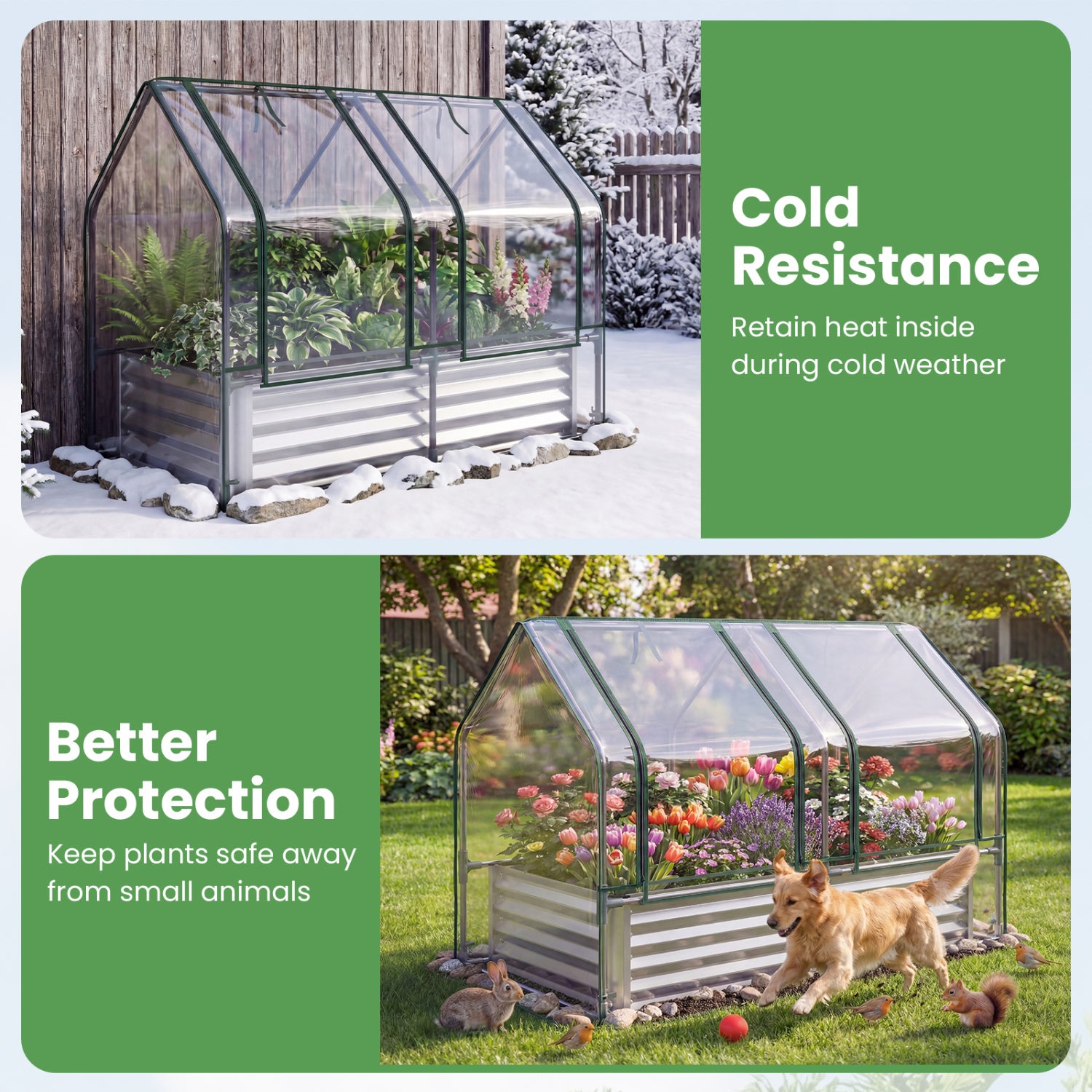 4x2x3 Feet Galvanized Raised Garden Bed, Greenhouse Cover, Silver Raised Garden Beds at Gallery Canada