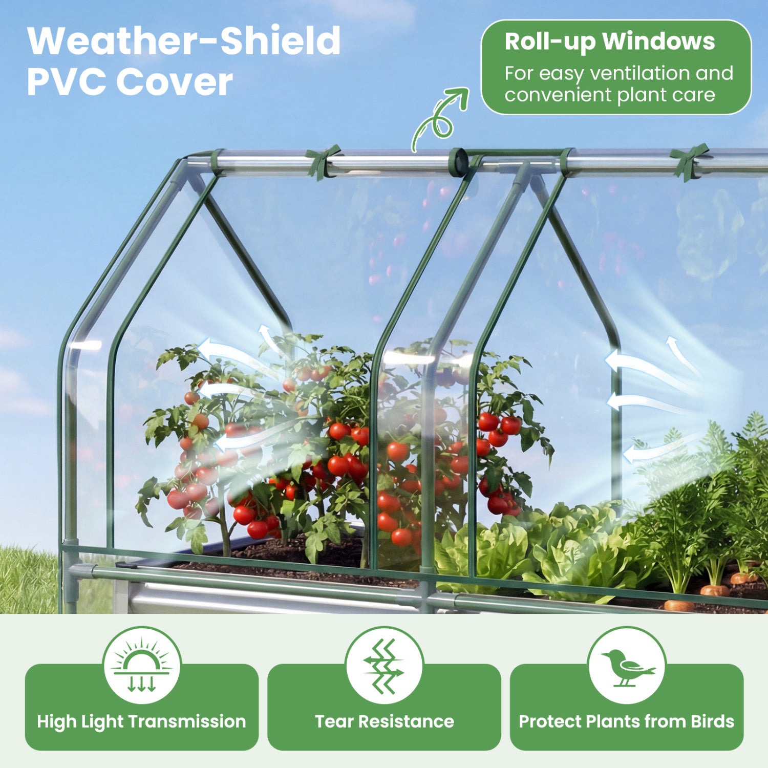 4x2x3 Feet Galvanized Raised Garden Bed, Greenhouse Cover, Silver Raised Garden Beds at Gallery Canada