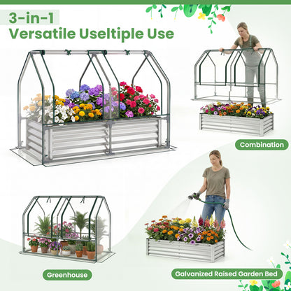 4x2x3 Feet Galvanized Raised Garden Bed, Greenhouse Cover, Silver Raised Garden Beds at Gallery Canada