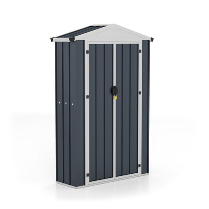 4 X 2 X 6 FT Outdoor Storage Shed, Sloping Roof, Lockable Door, Gray