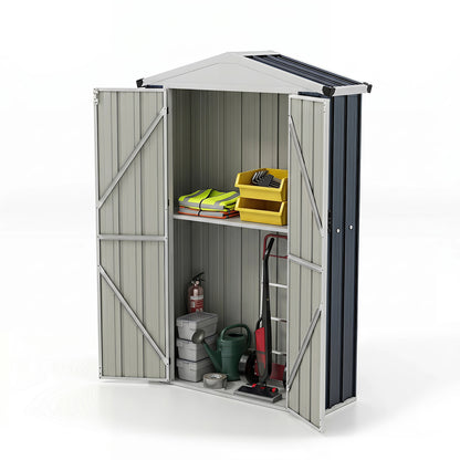 4 X 2 X 6 FT Outdoor Storage Shed, Sloping Roof, Lockable Door, Gray