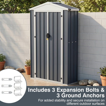 4 X 2 X 6 FT Outdoor Storage Shed, Sloping Roof, Lockable Door, Gray