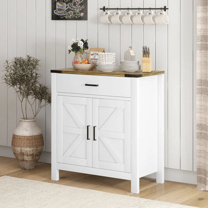 Farmhouse Buffet Cabinet, 1 Drawer, Storage Cabinet, Adjustable Shelf, White Bar Cabinets at Gallery Canada
