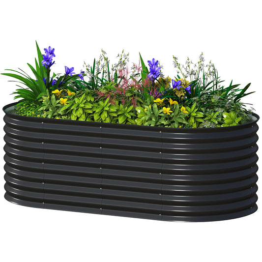 Galvanized Raised Garden Bed, 5 x 2.5 x 2 ft, Oval Planter Box, Black