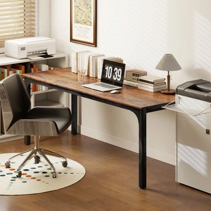 79 Inch Computer Desk, Metal Legs, Rustic Brown Computer Desks at Gallery Canada