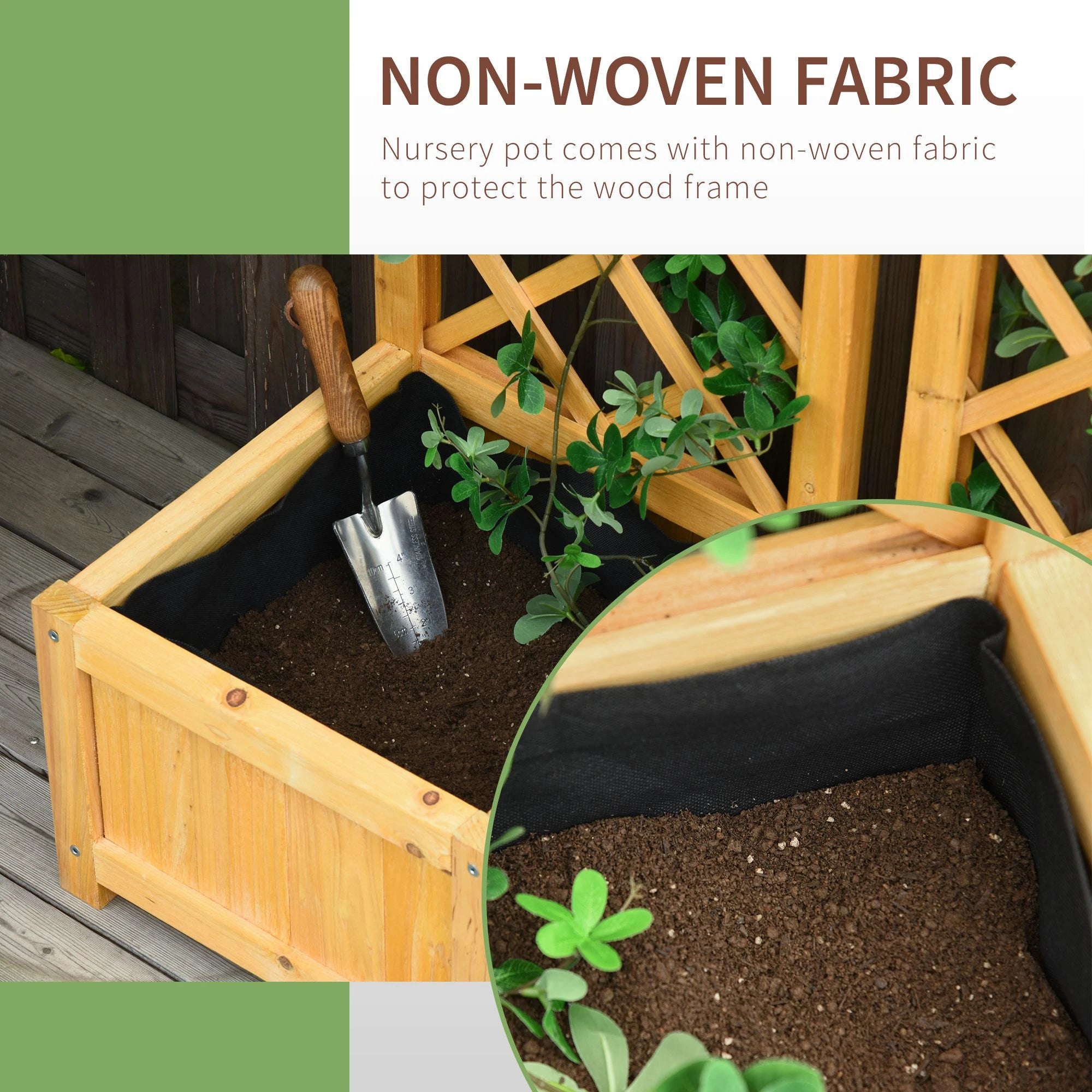 Set of 2 Raised Garden Beds with Trellis, Orange Wooden Planter Boxes at Gallery Canada