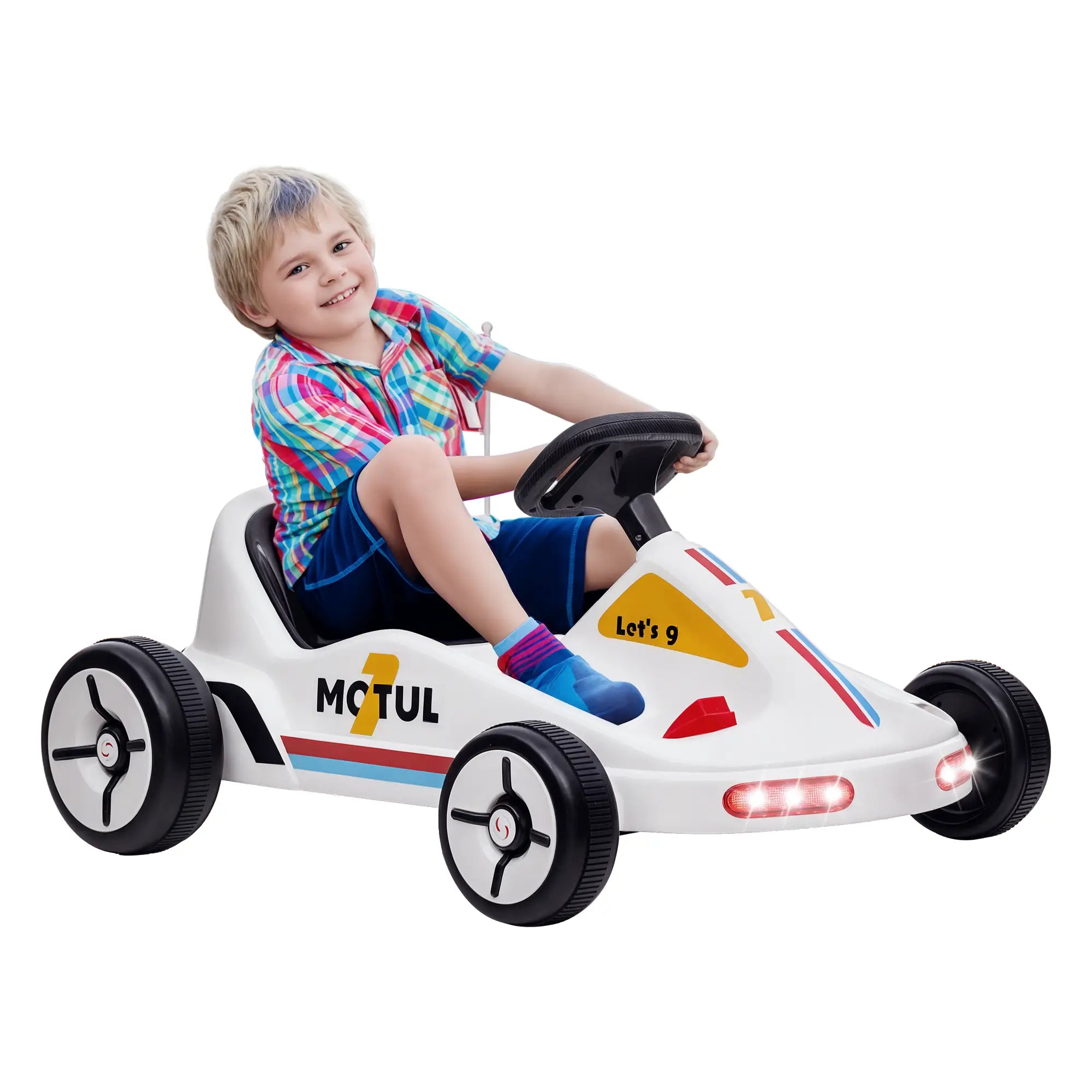 6V Electric Go Kart for Kids, Music Light Horn, White Electric Ride On Toys at Gallery Canada