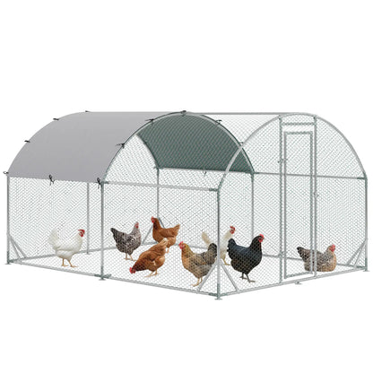 Large Metal Chicken Coop, Walk-In Enclosure, 9.2' x 12.5' x 6.5', Silver Chicken Coops Silver at Gallery Canada
