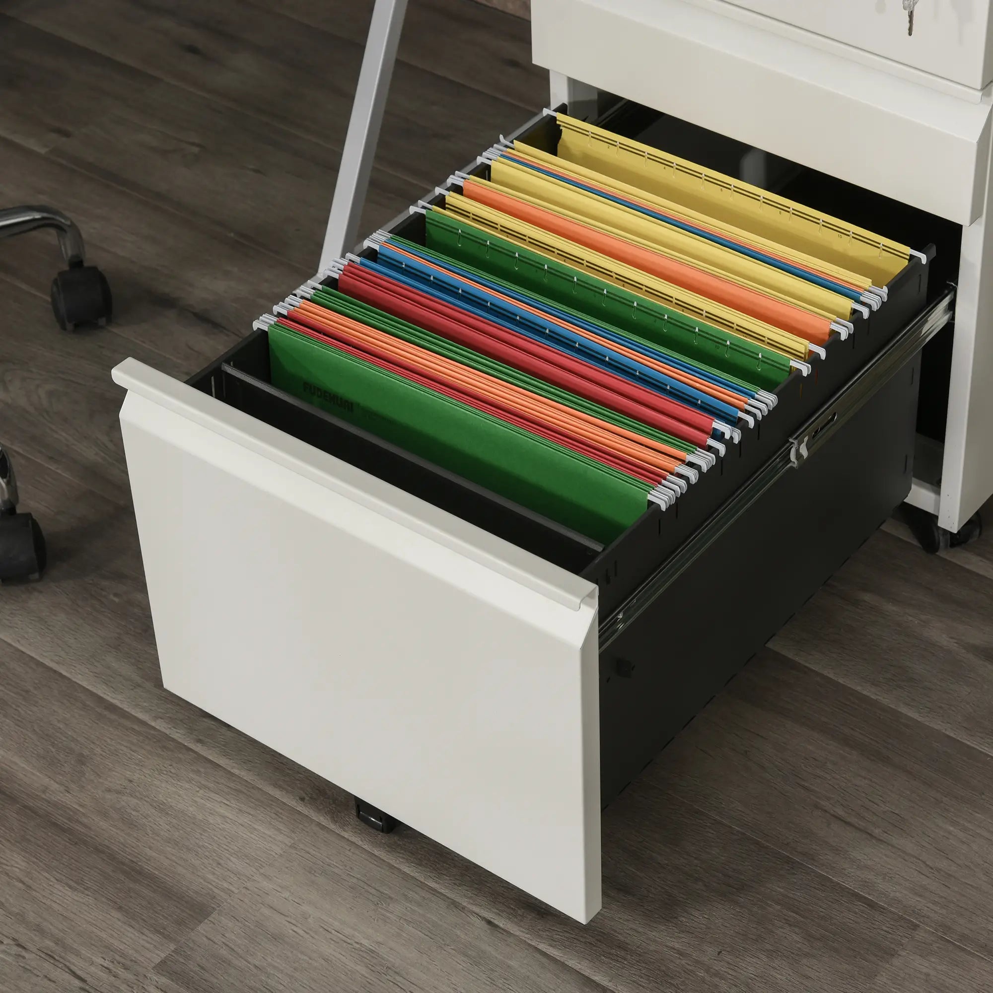 3 Drawer Lockable Filing Cabinet on Wheels, Legal Letter A4 Files, White Office Cabinets & Cupboards at Gallery Canada