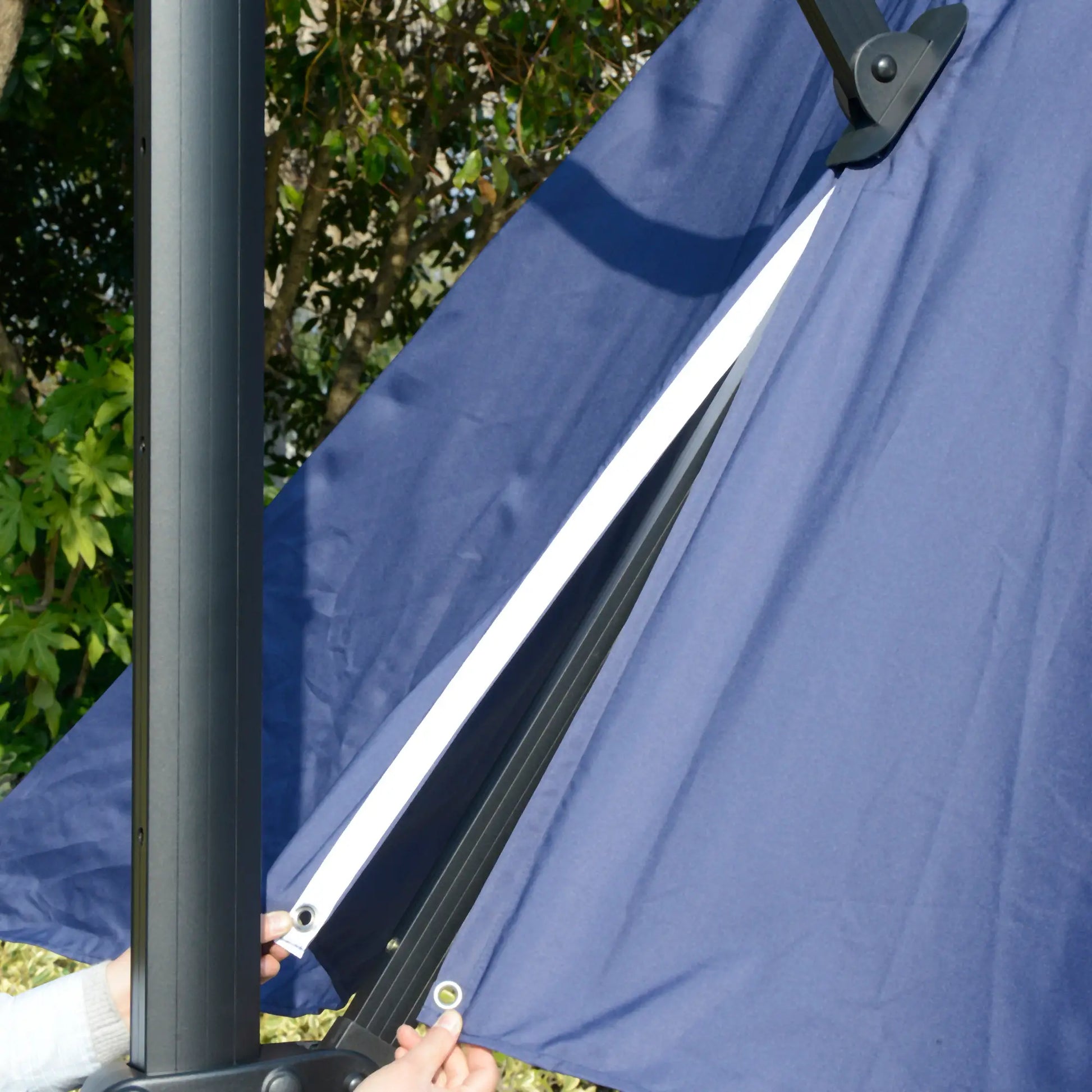 10x10ft Rotatable Square Cantilever Umbrella, 4 Adjustable Angles, Blue Cantilever Umbrellas at Gallery Canada