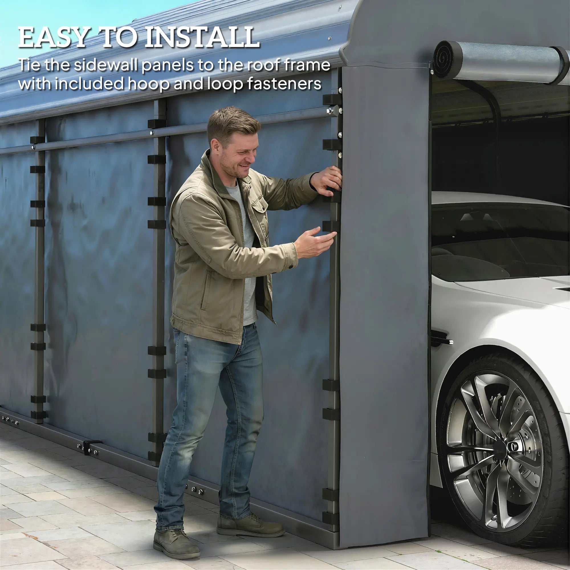 Replacement Canopy Cover, 10' x 15', Waterproof Carport Shelter, Dark Grey Car Shelters at Gallery Canada