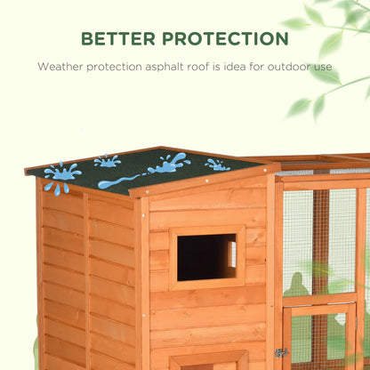 68.75" H Large Wooden Outdoor Cat House with Run, Catio, Condo, Natural Outdoor Cat Enclosures at Gallery Canada