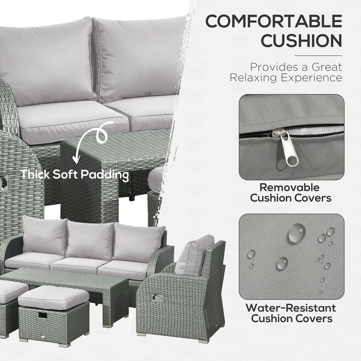 6-Piece Patio Furniture Set, Outdoor Rattan Sectional with Recliner, Lawn Garden Backyard Patio Furniture Sets at Gallery Canada