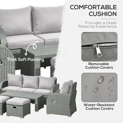 6-Piece Patio Furniture Set, Outdoor Rattan Sectional with Recliner, Lawn Garden Backyard Patio Furniture Sets at Gallery Canada