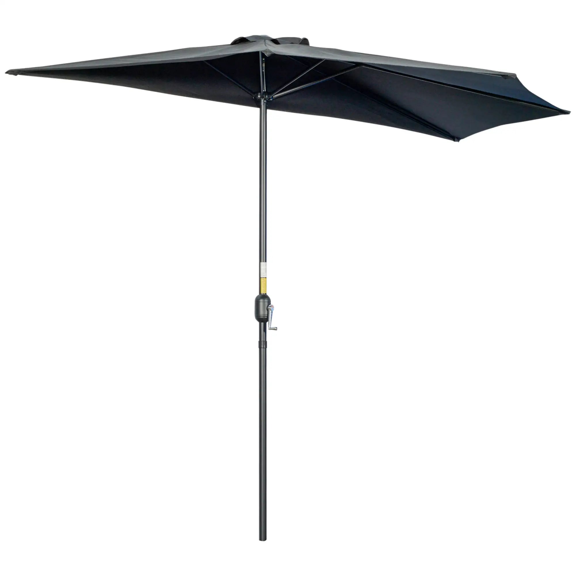 9.8ft Half Umbrella, Semi Round Patio Parasol, Crank Handle, Top Vent, Black Sun Umbrellas at Gallery Canada