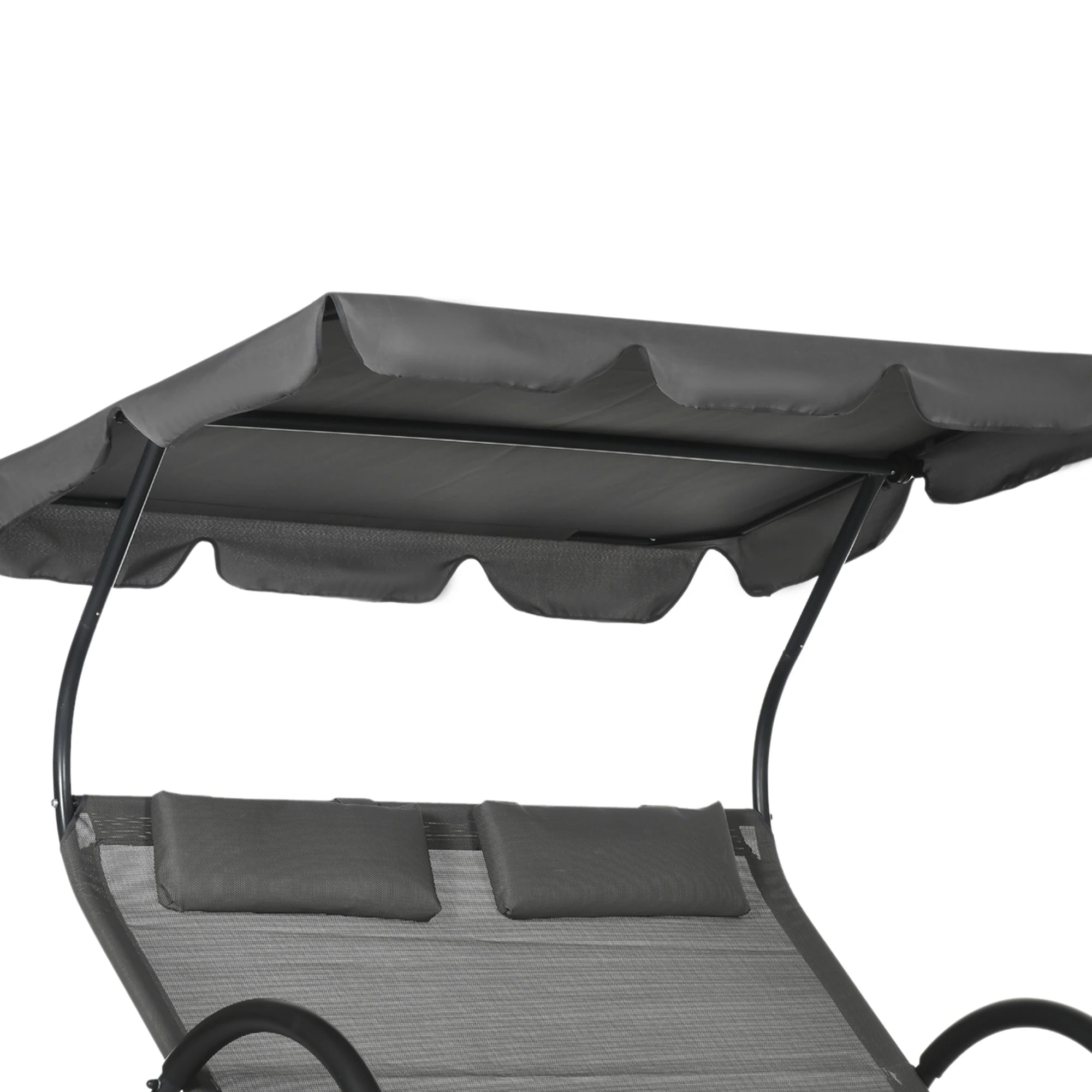 Outdoor Chaise Lounge Chair, Sun Lounger with Sunshade, Wheels, Breathable Mesh, Dark Gray Daybeds at Gallery Canada