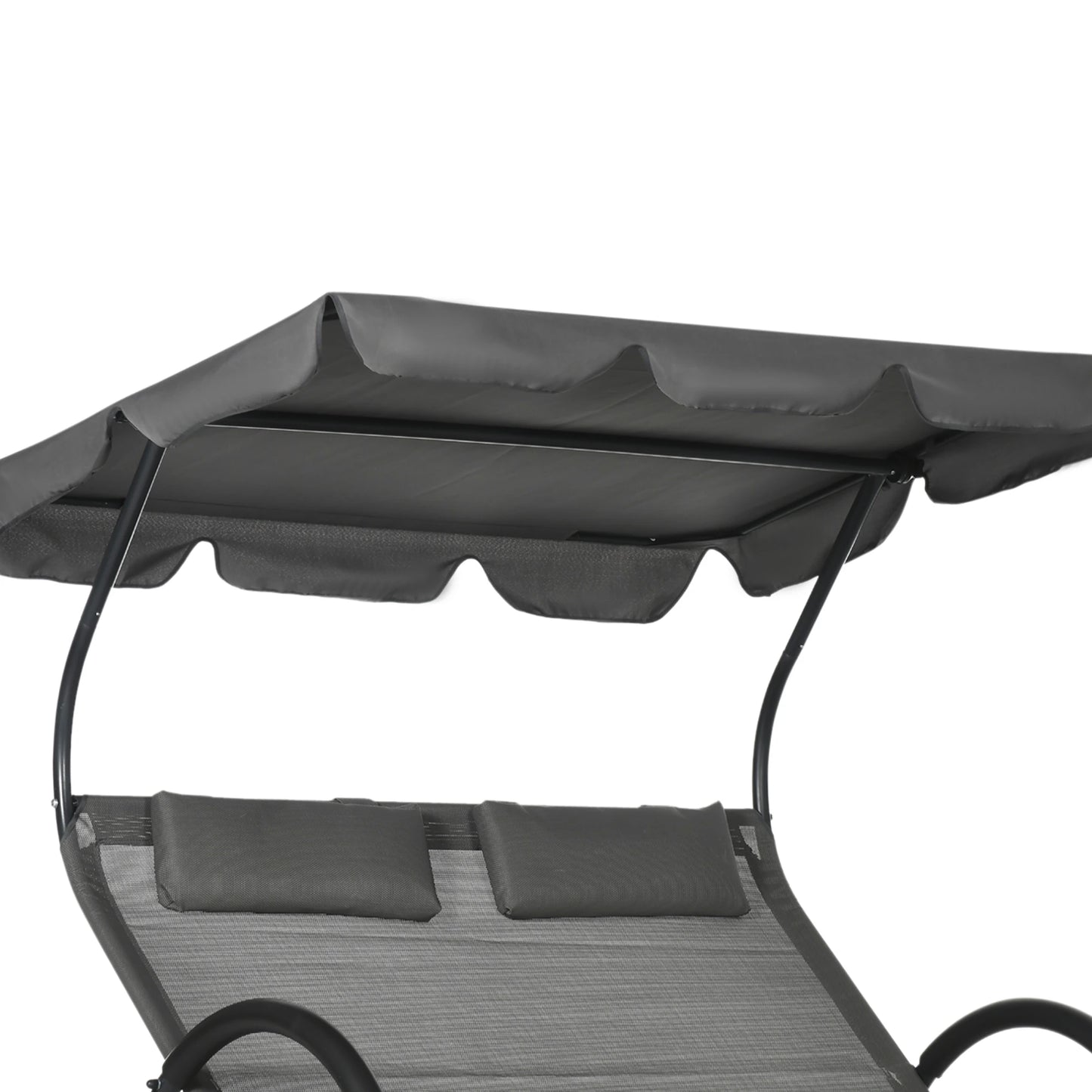 Outdoor Chaise Lounge Chair, Sun Lounger with Sunshade, Wheels, Breathable Mesh, Dark Gray Daybeds at Gallery Canada