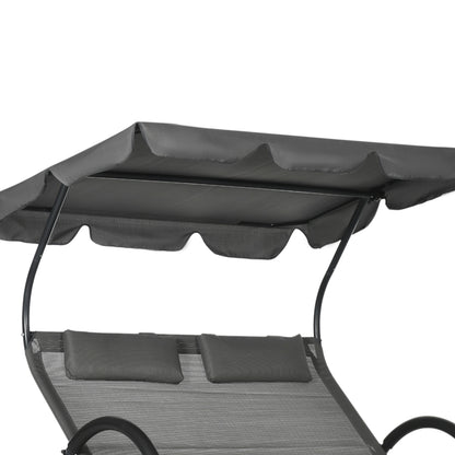 Outdoor Chaise Lounge Chair, Sun Lounger with Sunshade, Wheels, Breathable Mesh, Dark Gray Daybeds at Gallery Canada