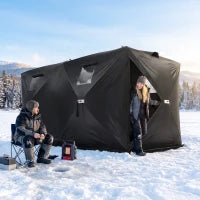 4 Person Pop-Up Ice Fishing Tent, Portable Shelter, Black
