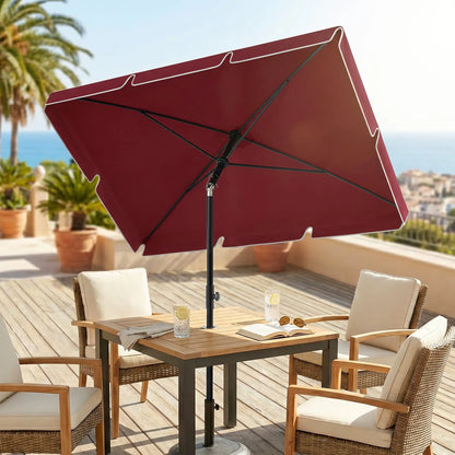6.5x4ft Rectangle Patio Umbrella, Tilt Adjustable, Wine Red Sun Umbrellas at Gallery Canada
