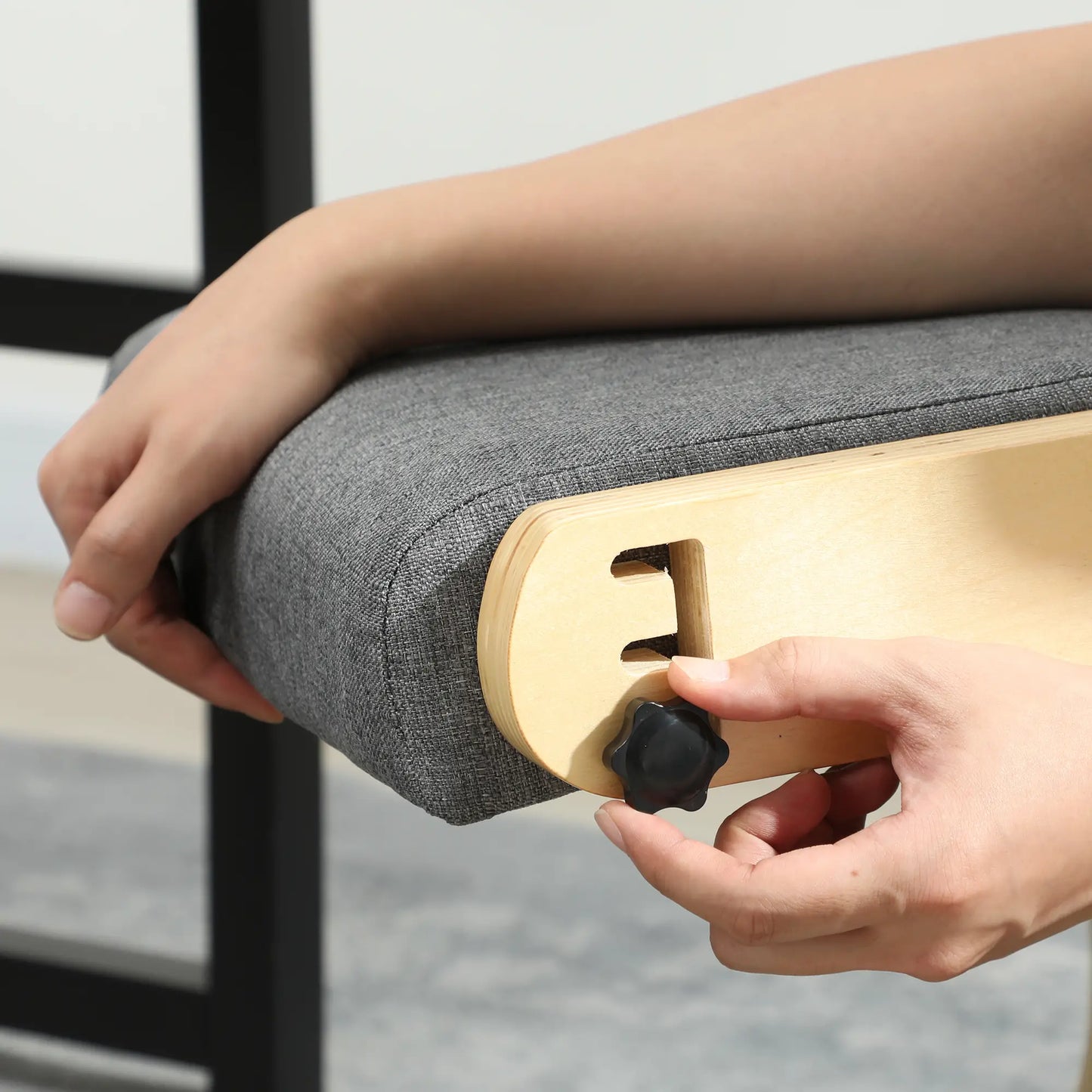 Ergonomic Kneeling Chair, Adjustable Rocking Wood Stool, Grey Office Chairs at Gallery Canada