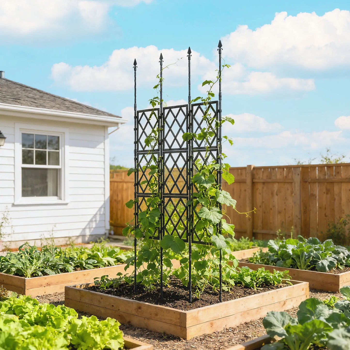Foldable Garden Trellis, 33.5 x 77.6 Inch, Lattice Climbing Support, Black Plant Stands at Gallery Canada
