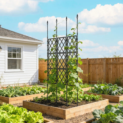 Foldable Garden Trellis, 33.5 x 77.6 Inch, Lattice Climbing Support, Black Plant Stands at Gallery Canada
