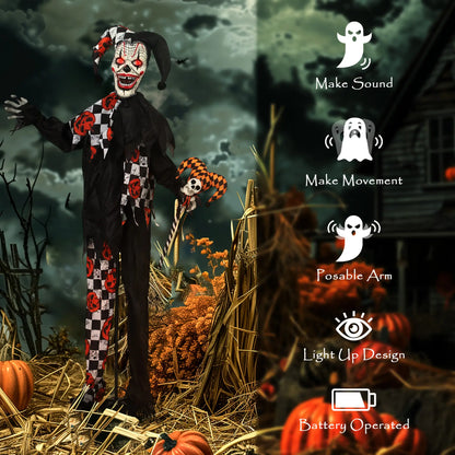 Life Size Animated Clown, Red Light Up Eyes, Sound Activated Decorations, Red Halloween Decorations at Gallery Canada