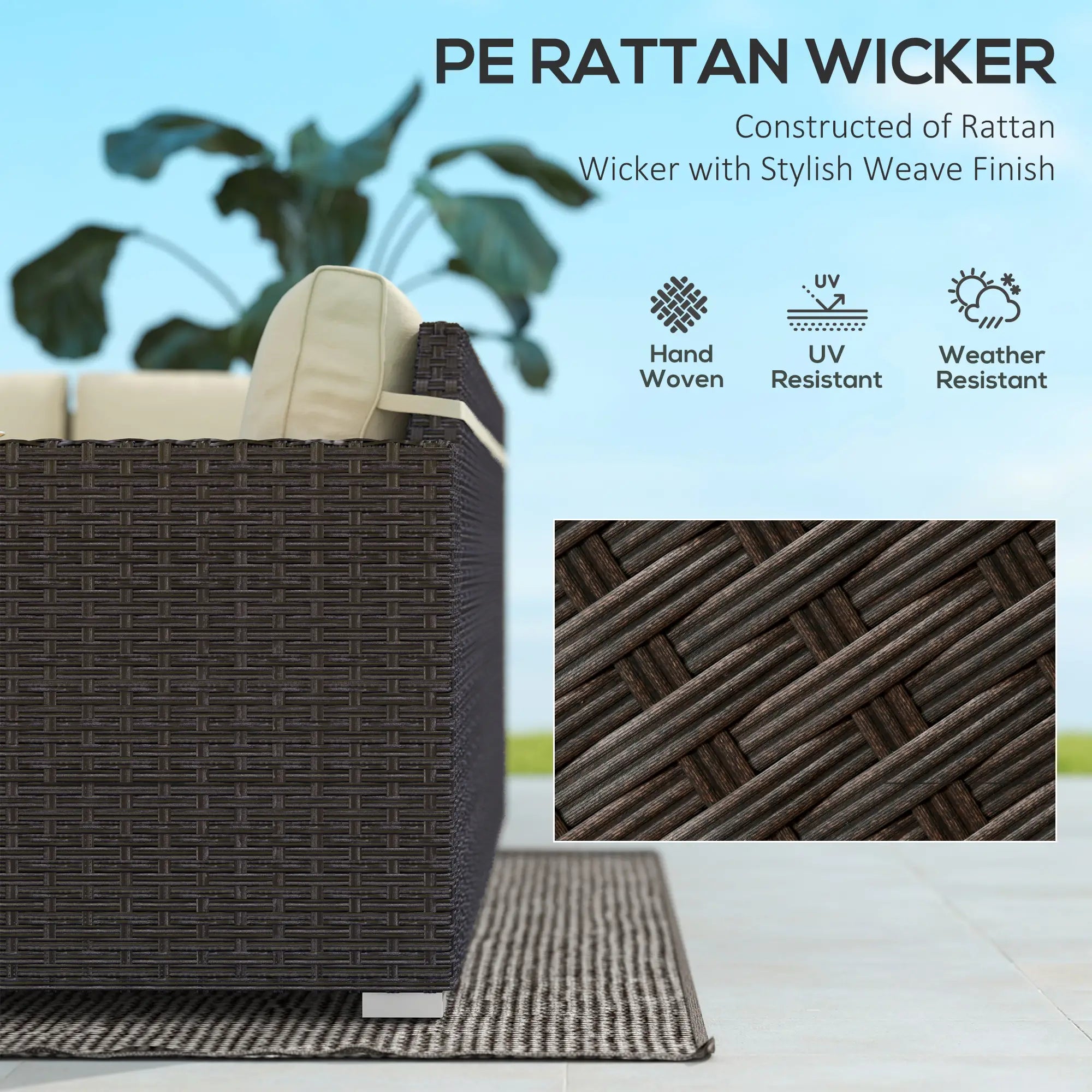 6-Piece Outdoor Rattan Patio Set, Corner Sofa, Wood-Plastic Table, Light Khaki Patio Furniture Sets at Gallery Canada