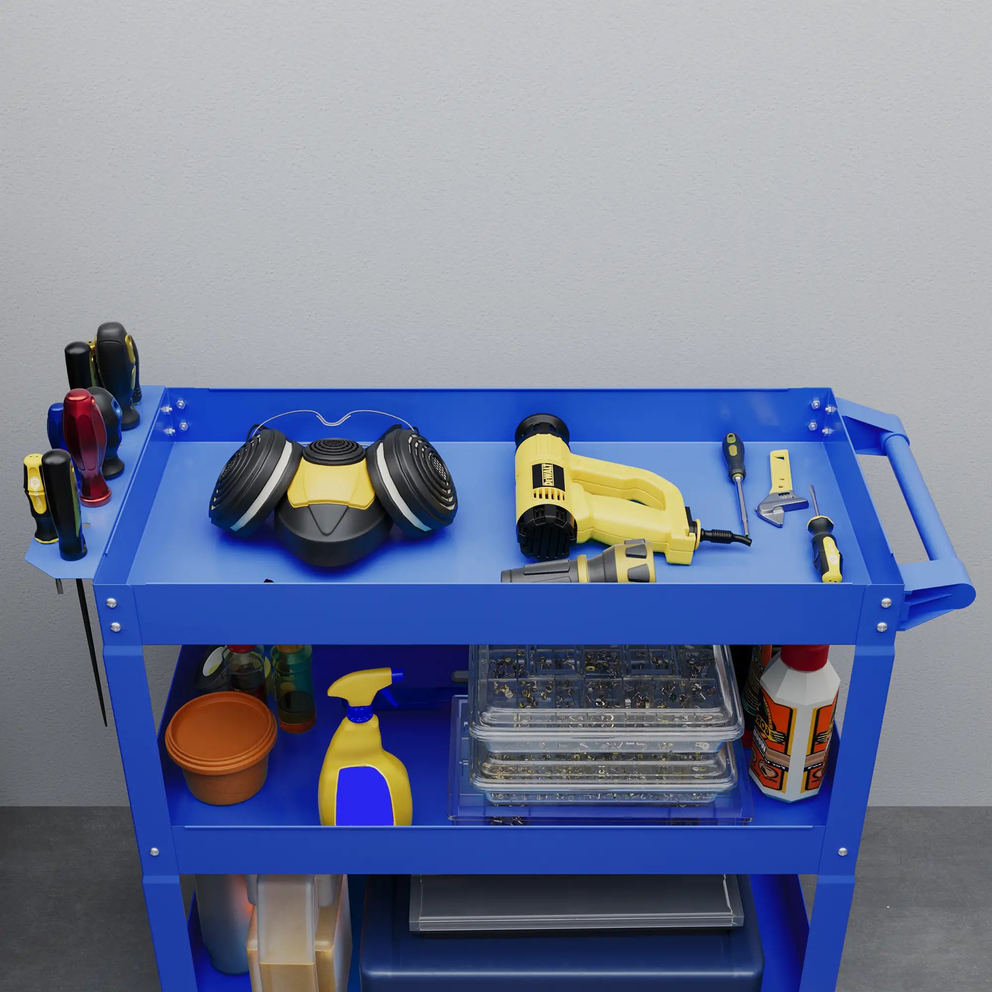 3 Tier Rolling Tool Cart, 330 LBS Heavy Duty Utility Cart, Blue Tool Organizers at Gallery Canada