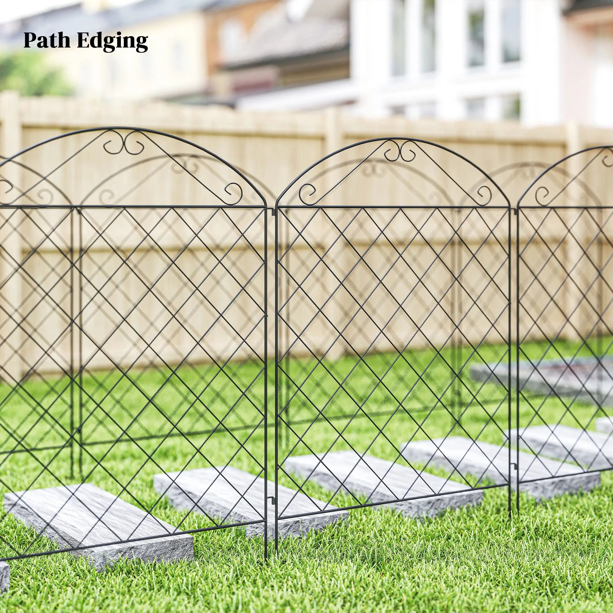 Outdoor Metal Garden Fence Panels, Animal Barrier, 4 Pack, Curved Scrollworks Garden Fences at Gallery Canada