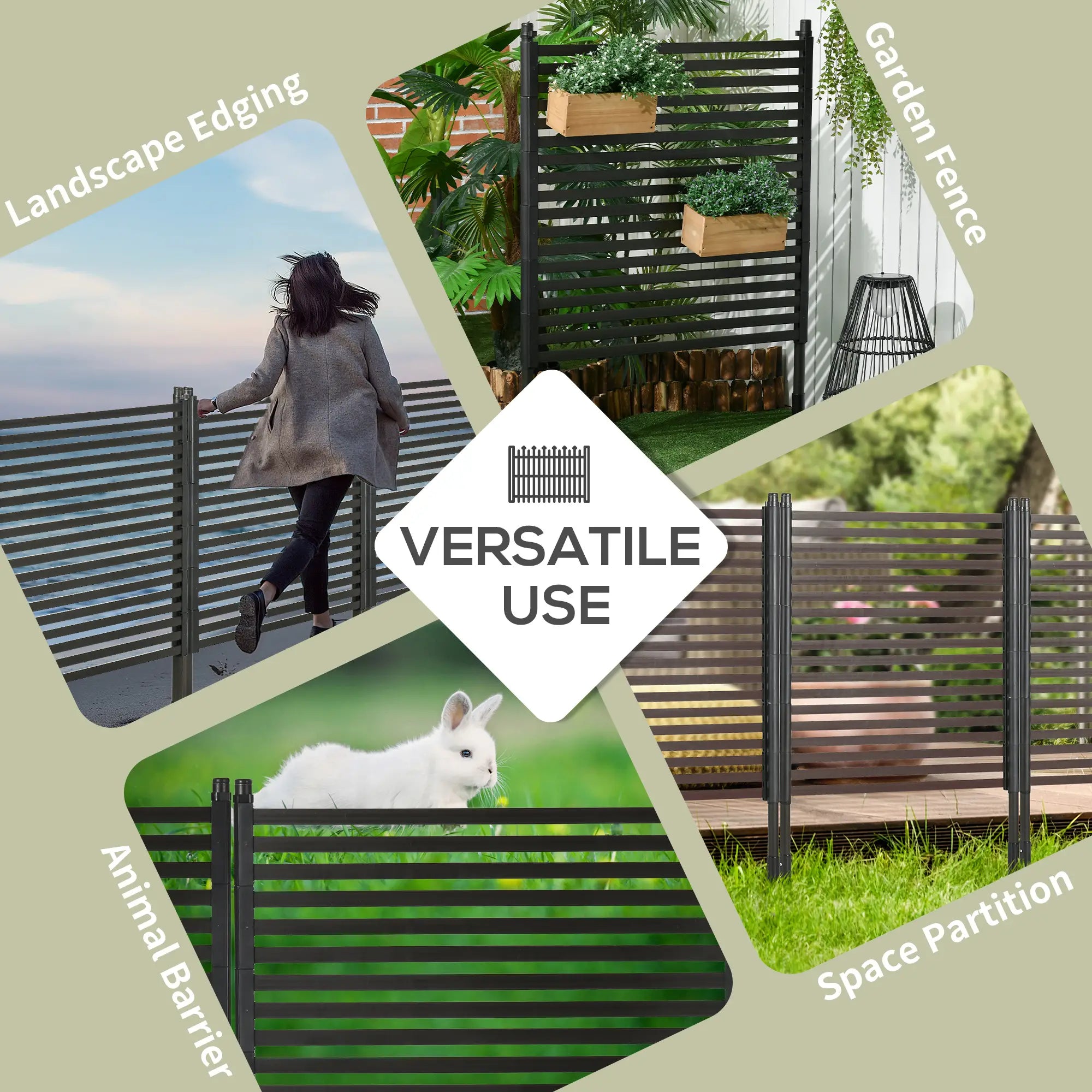 4 FT Outdoor Privacy Screen, 2 Standing Ways, Metal Animal Barrier, Brown Garden Fences at Gallery Canada