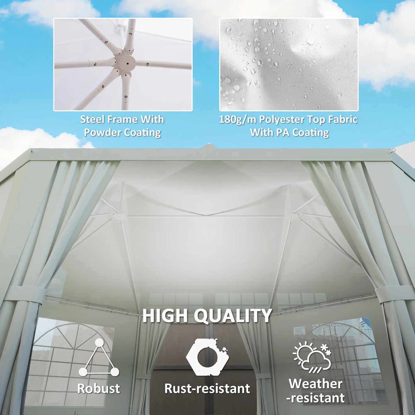 16' x 22' White High Peak Octagonal Wedding Tent, Removable Walls, White Canopy Tents at Gallery Canada