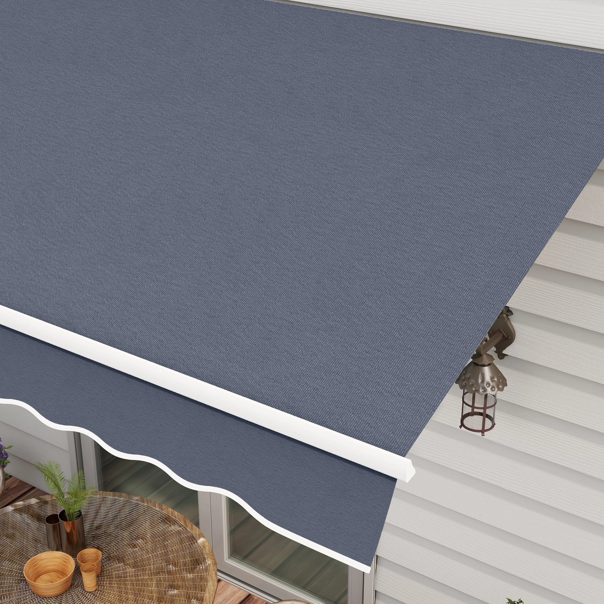 12' x 8' Retractable Patio Awning, Manual Crank, UV Water-Resistant, Grey Deck Awnings at Gallery Canada