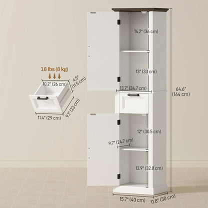 65" Tall Bathroom Storage Cabinet, Freestanding Farmhouse Slim, White Freestanding Bathroom Cabinets at Gallery Canada