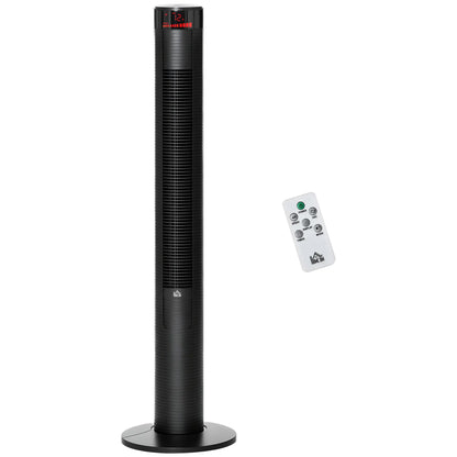 Freestanding Tower Fan, 3 Speed, 12h Timer, Oscillating, LED, Remote, Black Tower Fans Black at Gallery Canada