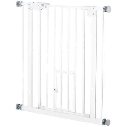 Extra Wide Pet Gate With Cat Door, Auto Closing, 29-32 Inch, White Houses, Kennels & Pens Black at Gallery Canada