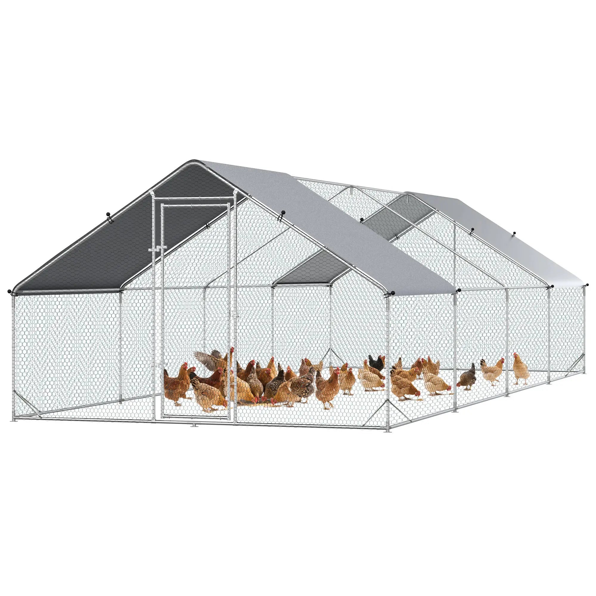 9.8' x 26.2' x 6.6' Chicken Coop, Outdoor Hen House With Cover, Lockable Door Chicken Coops at Gallery Canada