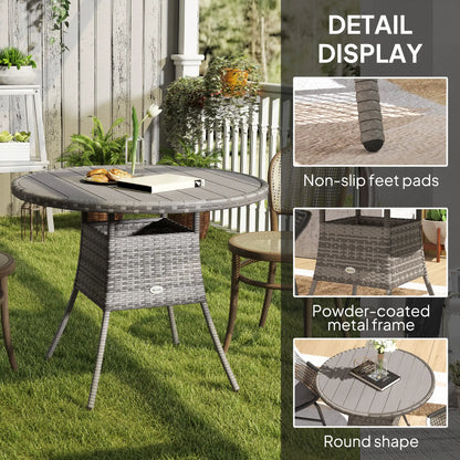 35.4" Outdoor Wicker Dining Table, PE Rattan Patio Furniture, Grey Patio Dining Tables at Gallery Canada