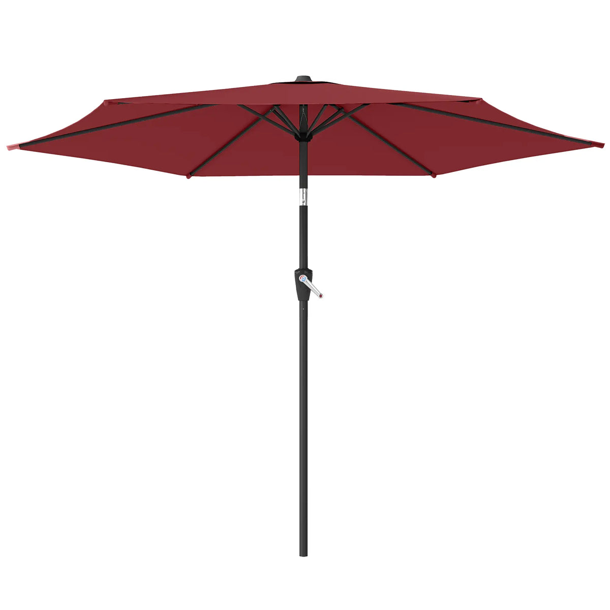 9FT Patio Umbrella, Tilt Crank, 6 Ribs, UV Protection Sun Umbrellas Wine Red, Dark Grey at Gallery Canada