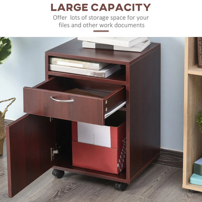 24" Small Filing Cabinet, Open Compartment, Drawer, Wheels, Espresso Office Cabinets & Cupboards at Gallery Canada