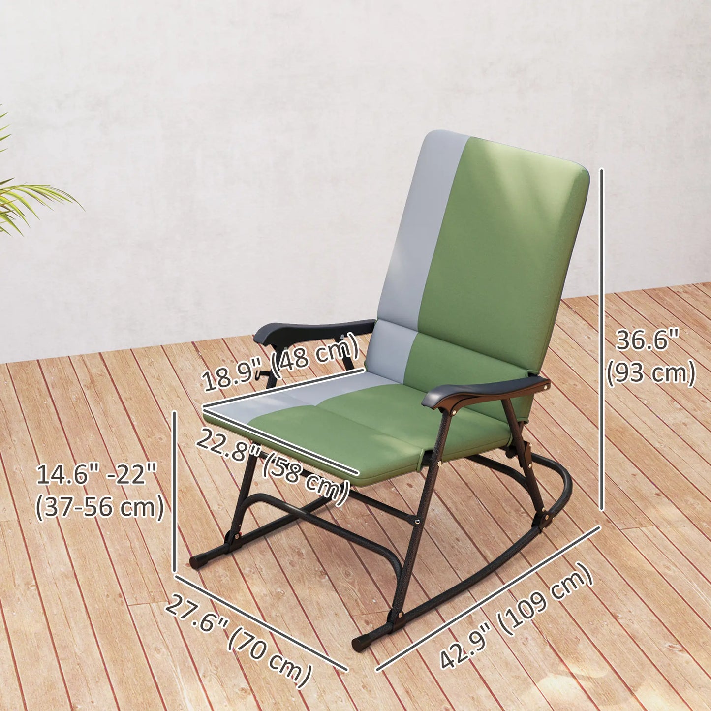 Folding Rocking Chair Set, Oversized Outdoor, 400 lbs Capacity, Green Outdoor Rocking Chairs at Gallery Canada