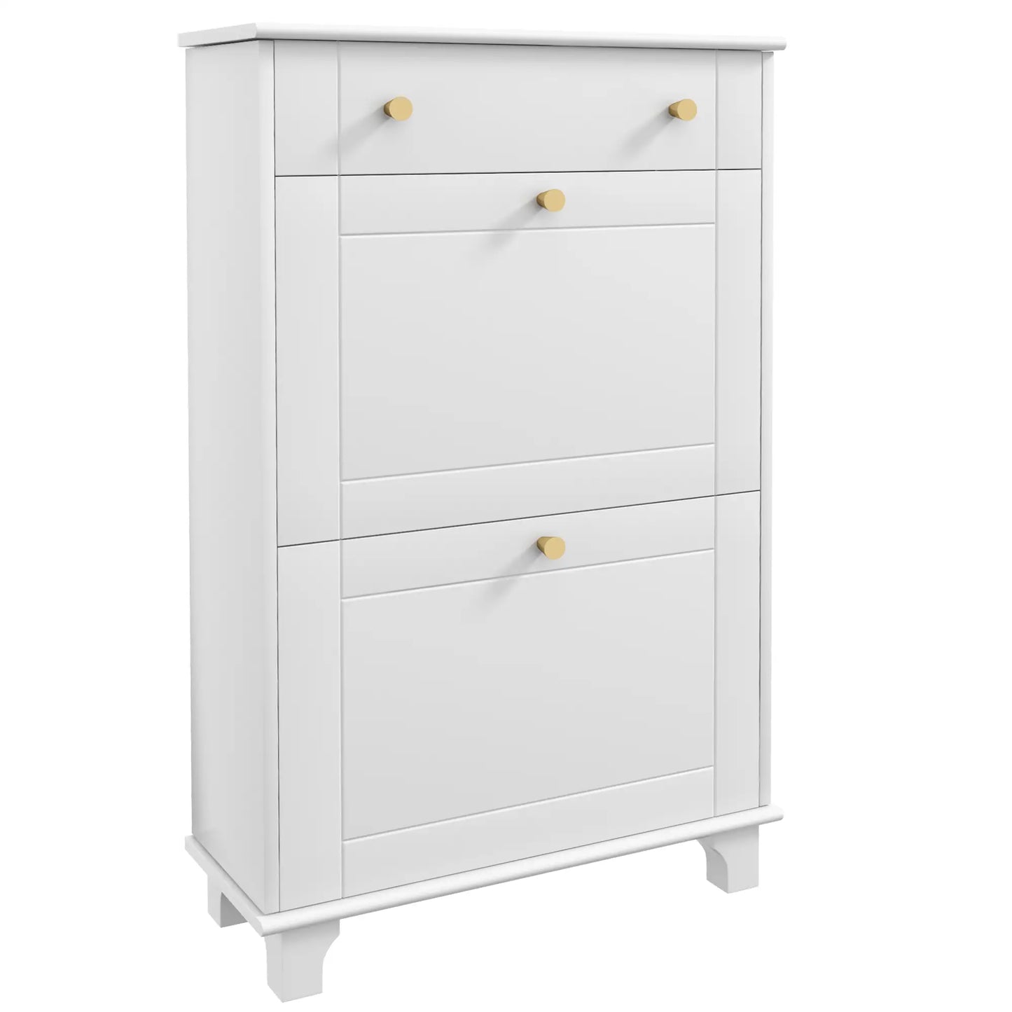 Slim Shoe Storage, 2 Flip Drawers, Adjustable Shelves, 8 Pair, White Shoe Storage Cabinets & Racks White at Gallery Canada