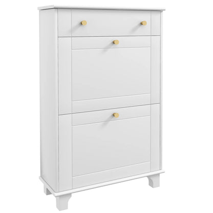 Slim Shoe Storage, 2 Flip Drawers, Adjustable Shelves, 8 Pair, White Shoe Storage Cabinets & Racks White at Gallery Canada