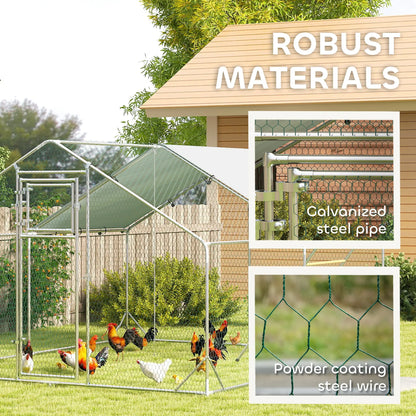 Large Metal Chicken Run, Waterproof UV-Resistant Cover, Feeding Door, Hanging Feeder, Perch, 12-18 Chickens Chicken Coops at Gallery Canada