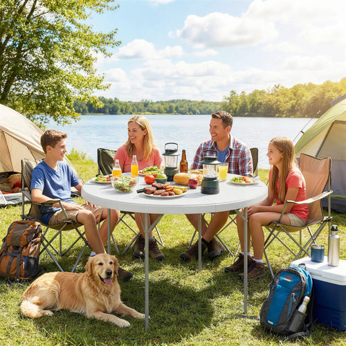 4ft Plastic Folding Picnic Table, Indoor Outdoor, White