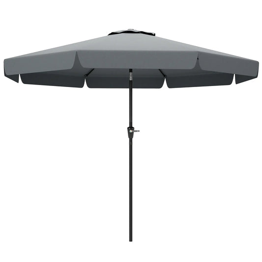 8.5 ft Round Patio Umbrella, Tilt and Crank, Dark Grey Sun Umbrellas Dark Grey, Black at Gallery Canada