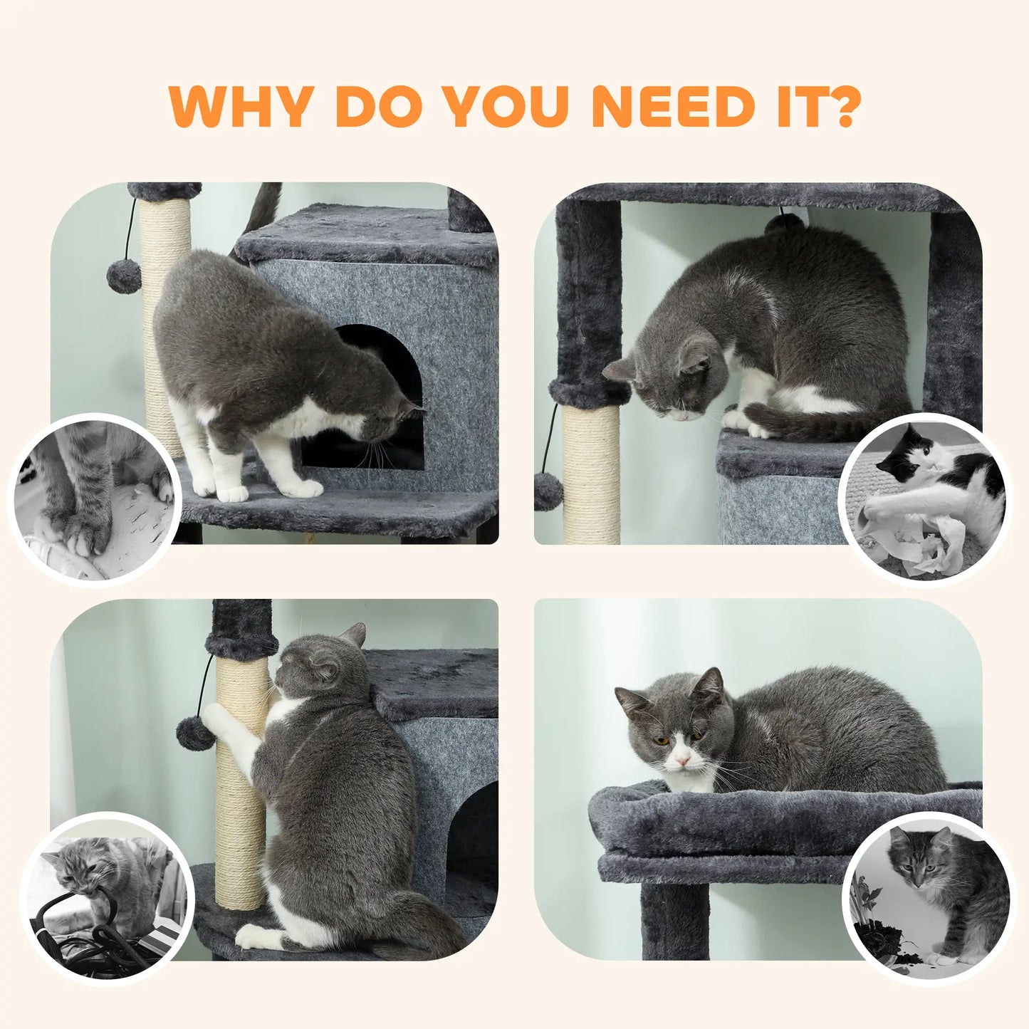 52-Inch Cat Tree with Scratching Posts, Bed, Condo, Platforms Multi-Level Cat Towers at Gallery Canada