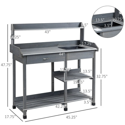 Potting Bench Table with Drawer, Removable Sink, Storage Shelves Potting Benches & Tables at Gallery Canada
